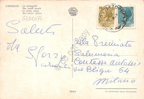 Cartolina Cogoleto la spiaggetta dall'alto scalinata animata ombrelloni anni '70 | Immagine Gallery 2