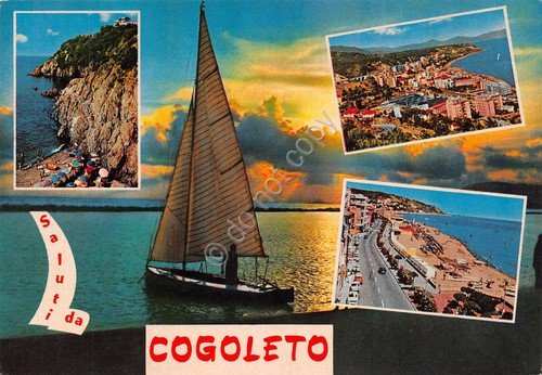 Cartolina Cogoleto vedute barca a vela 1979 (Genova) | Immagine principale