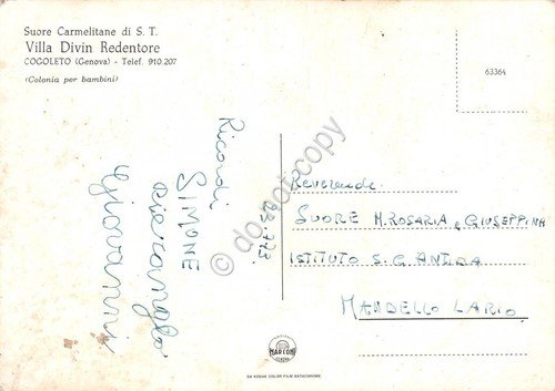 Cartolina Cogoleto Villa Divin Redentore Suore Carmelitane 1973 grinze