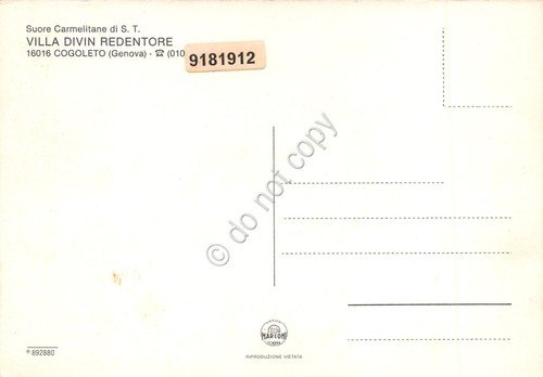 Cartolina Cogoleto Villa Divin Redentore Suore Carmelitane interno Fontana