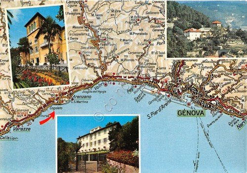 Cartolina Cogoleto Villa Divin Redentore Suore Carmelitane vedute varie e …
