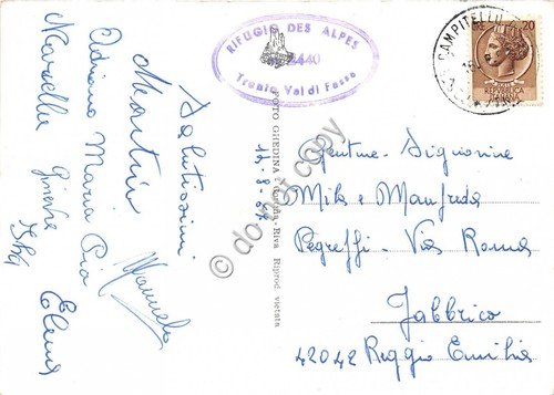 Cartolina Col Rodella Rifugio des Alpes Sassolungo 1967