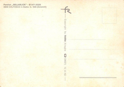 Cartolina Colfosco in Badia Pensione Sellablick | Immagine Gallery 2
