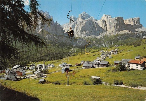 Cartolina Colfosco Val Badia panorama paese e seggiovia 1980 | Immagine principale