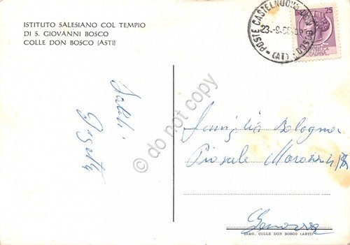 Cartolina Colle Don Bosco Istituto Salesiano col Tempio Illustrata | Immagine Gallery 2