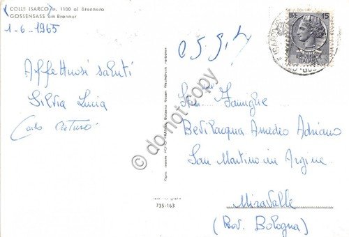 Cartolina Colle Isarco al Brennero Panorama 1965 (Bolzano) | Immagine Gallery 2