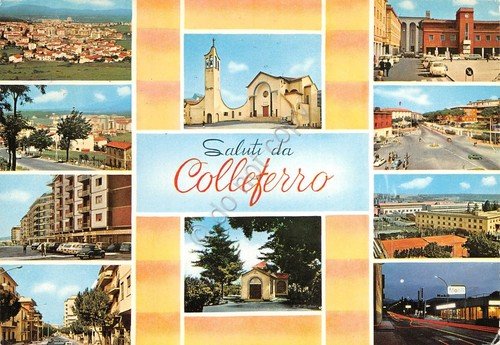 Cartolina Colleferro vedute varie paese case strada chiesa 1973 | Immagine principale