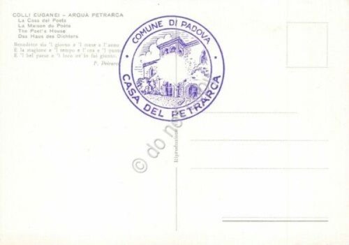 Cartolina Colli Euganei Arqua Petrarca Casa del Poeta timbro comune …