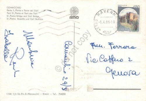 Cartolina Comacchio Ponte S. Pietro e Ponte dei Sisti 1986 | Immagine Gallery 2