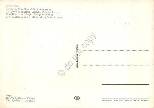 Cartolina Comiso Basilica SS. Annunziata interno anni '70