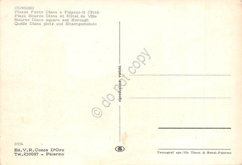 Cartolina Comiso Piazza Fonte Diana Palazzo di Città auto Fiat …