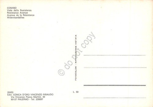 Cartolina Comiso Viale della Resistenza auto bar Sip animata anni …