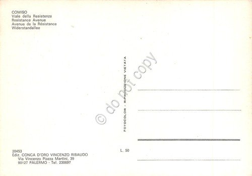 Cartolina Comiso Viale della Resistenza Bar del Viale animata anni …