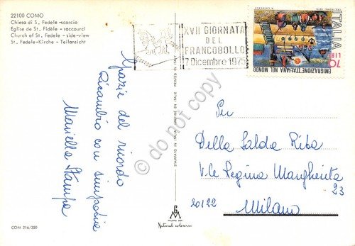 Cartolina Como Chiesa S. Fedele Timbro a targhetta XVII Giornata … | Immagine principale