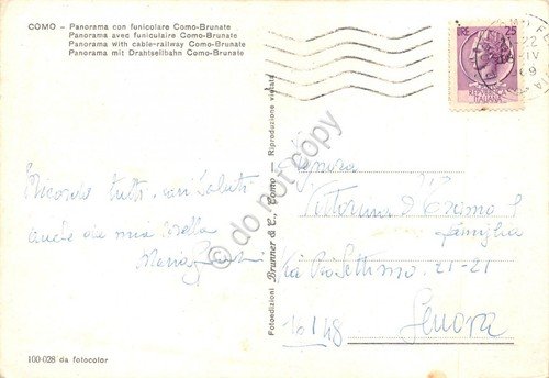 Cartolina Como Panorama con Funicolare Como Brunate 1969