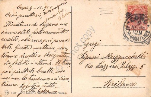 Cartolina Como panorama e lago illustrata 1910 | Immagine Gallery 2