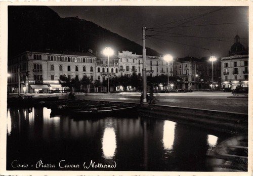 Cartolina Como Piazza Cavour Notturno anni '50 | Immagine principale