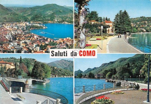 Cartolina Como Vedute carie lago e panorama 1975