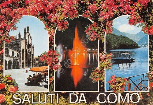 Cartolina Como vedute notturno 1980