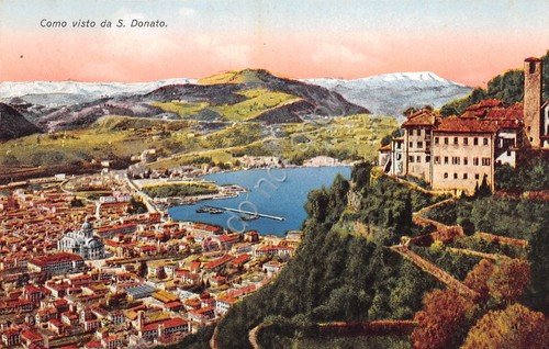 Cartolina Como vista da San Donato illustrata ED. Cesare Capello …