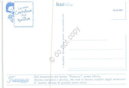 Cartolina con nome Francesca La mia cartolina che brilla etimologia …