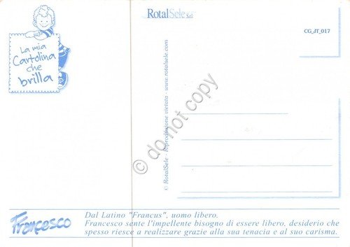Cartolina con nome Francesco La mia cartolina che brilla etimologia …