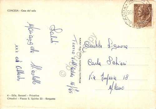 Cartolina Concesa Casa del Sole 1965 segnata | Immagine Gallery 2