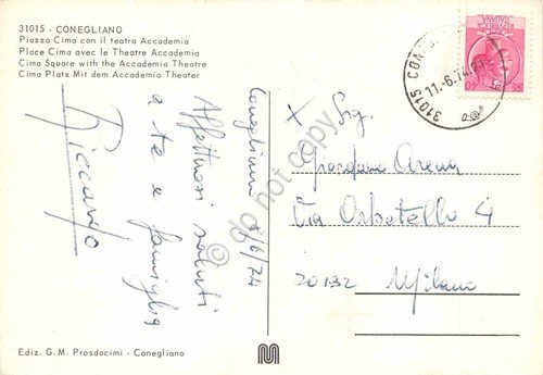 Cartolina Conegliano Piazza Cima Teatro Accademia Citroen DS auto d'epoca … | Immagine Gallery 2