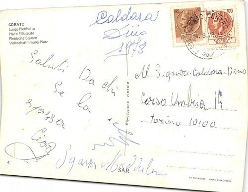 Cartolina Corato Largo Plebiscito 1978