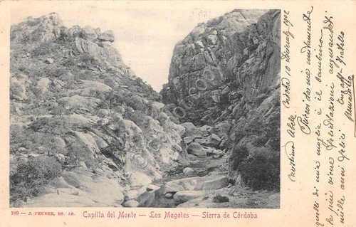 Cartolina Cordoba Argentina Capilla del Monte Los Mogotes 1902