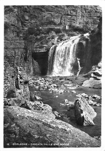 Cartolina Corleone Cascata delle Due Rocce 1957