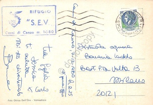 Cartolina Corni di Canzo vedute varie sci sciatori Timbro rifugio … | Immagine Gallery 2