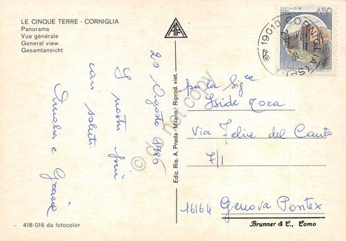 Cartolina Corniglia Cinque Terre panorama 1986 | Immagine Gallery 2
