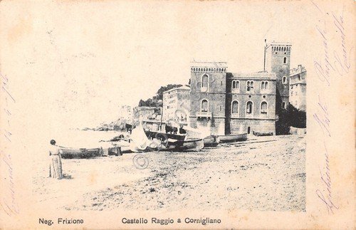 Cartolina Cornigliano Castello Raggio spiaggia animata bucato steso 1906 | Immagine principale