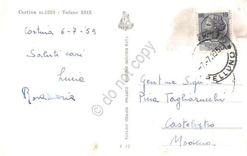 Cartolina Cortina 1959 paese e Tofane | Immagine Gallery 2
