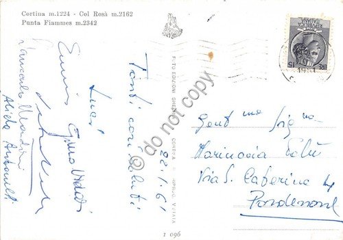 Cartolina Cortina Col Ros? Punta Fiammes 1961 Foto Ghedina (Belluno) | Immagine Gallery 2