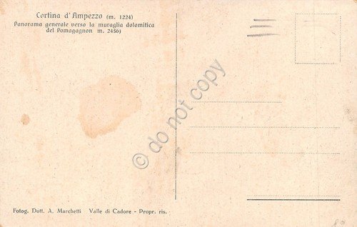 Cartolina Cortina d' Ampezzo panorama verso muraglia dolomitica illustrata | Immagine Gallery 2