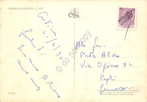 Cartolina Cortina d'Ampezzo scorcio paese chiesa funivia 1973 | Immagine Gallery 2