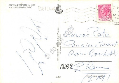 Cartolina Cortina d' Ampezzo Trampolino Olimpionico Italia 1974 (Belluno)