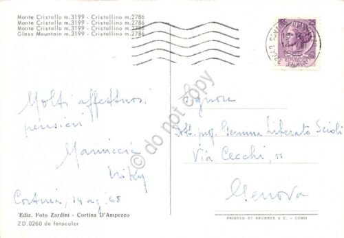 Cartolina Cortina Monte Cristallo Cristallino 1968 (Belluno)