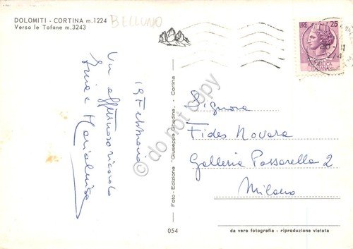 Cartolina Cortina paese funivia verso le Tofane 1974 | Immagine Gallery 2