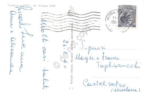 Cartolina Cortina paese Tofane 1960 | Immagine Gallery 2