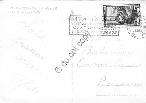 Cartolina Cortina Panorama Becco di Mezzodì Croda da Lago 1953 …