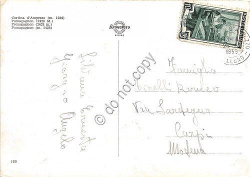 Cartolina Cortina Panorama con Pomagagnon 1958 (Belluno)