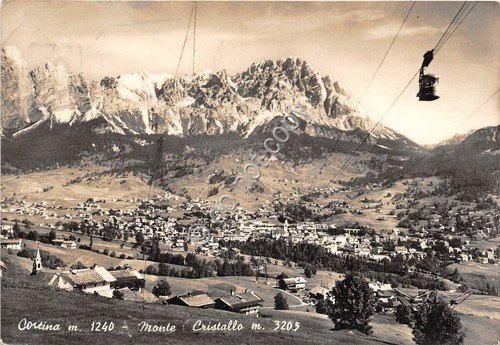 Cartolina Cortina panorama Funivia Monte Cristallo 1958 (Belluno)