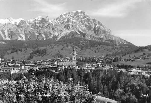 Cartolina Cortina panorama paese chiesa Cristallo 1964 | Immagine principale