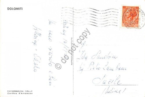 Cartolina Cortina Panorama Pomagagnon 1957 (Belluno)