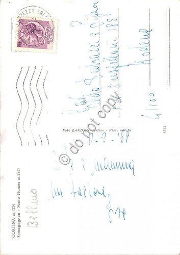 Cartolina Cortina Panorama Pomagagnon Punta Flames 1969 (Belluno)