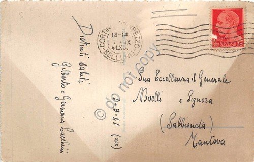 Cartolina Cortina panorama Tofana 1941 Foto Ghedina (Belluno)