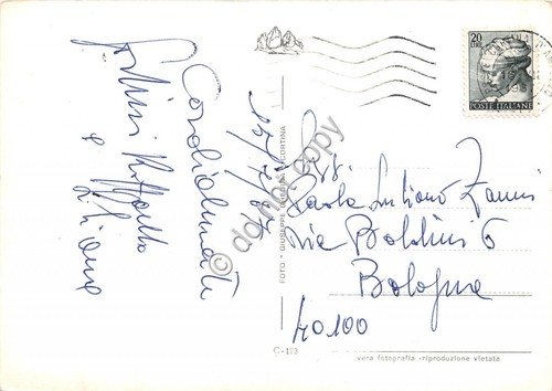 Cartolina Cortina panorama verso Antelao 1967 foto Ghedina (Belluno)